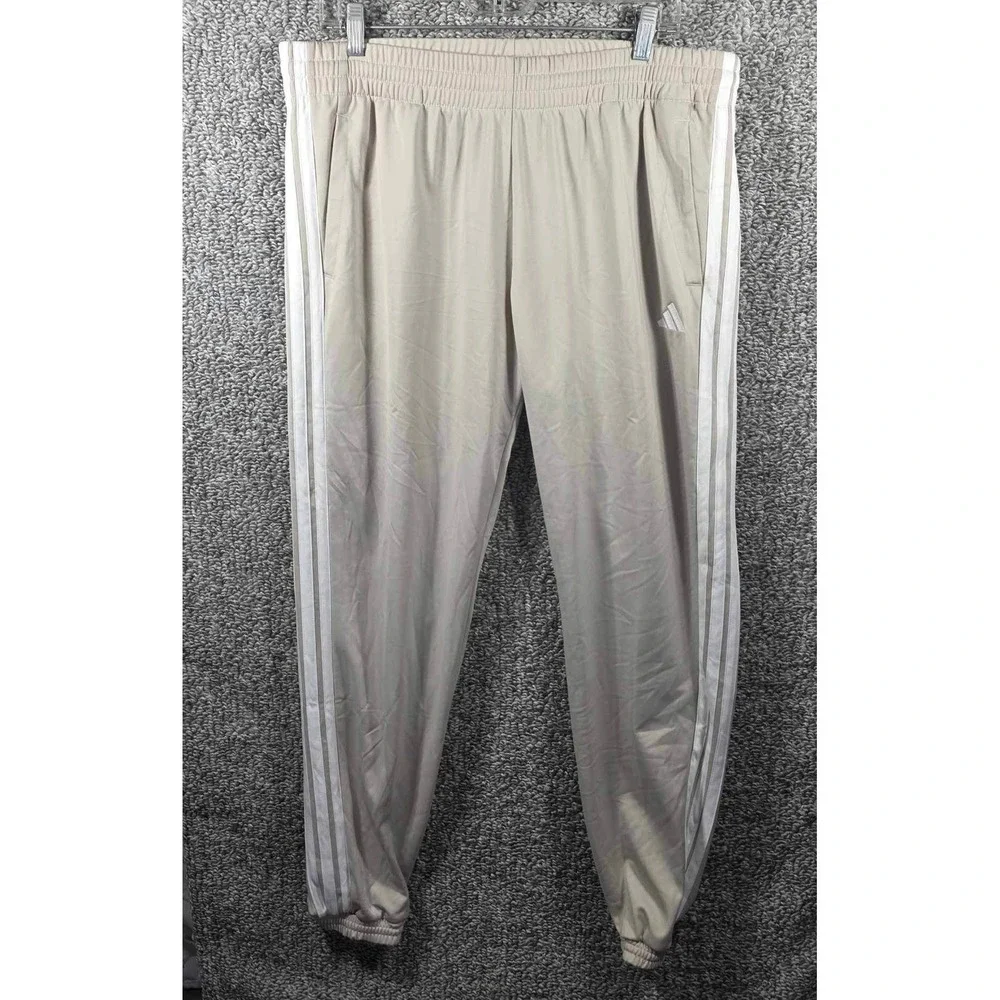 Adidas Track Pants‎ Beige Tan Three Stripe Joggers Mens size XL